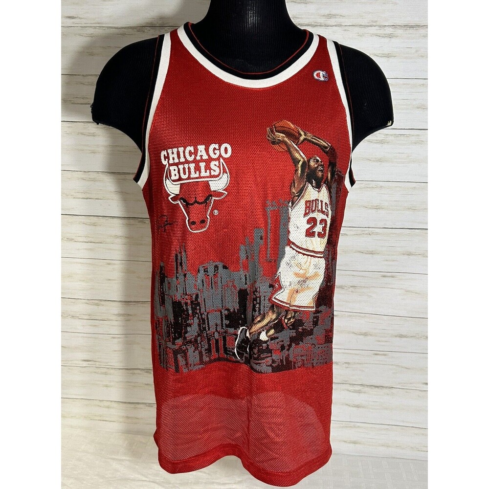 RARE! Vintage 90s Chicago Bulls Michael Jordan #23 Champion Jersey CITY GRAPHICS